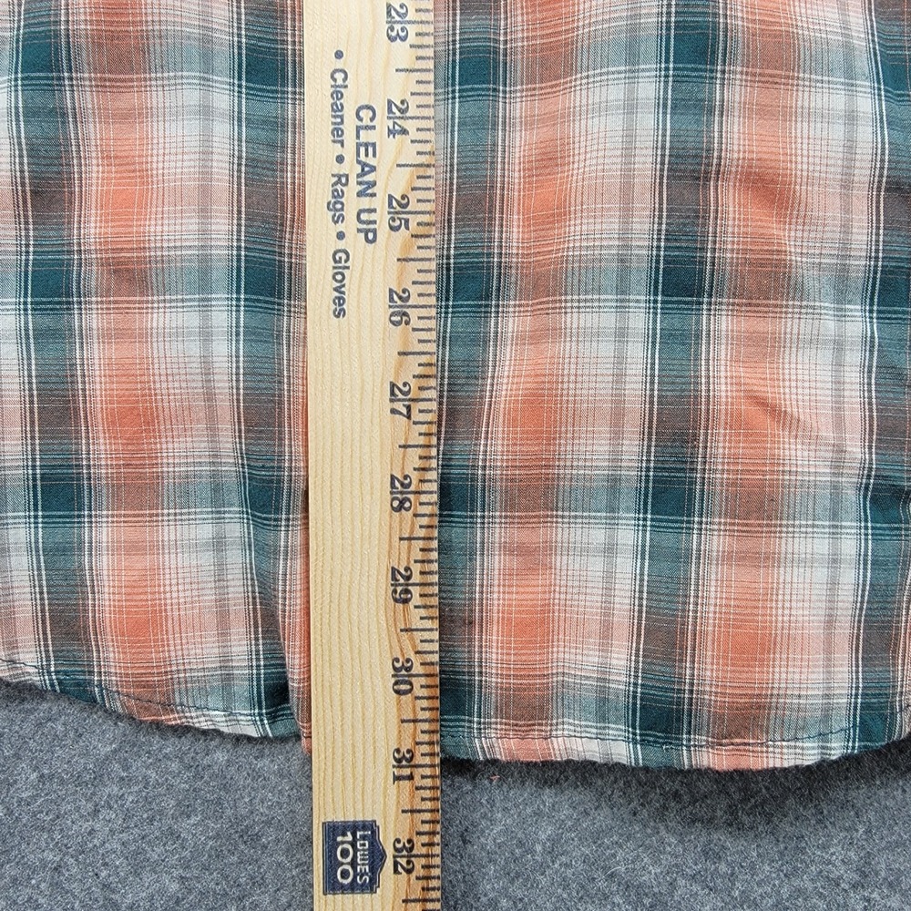 Wrangler Shirt Men's Med Orange Plaid Western Snap Short Sleeve Casual Cowboy - Picture 5 of 14